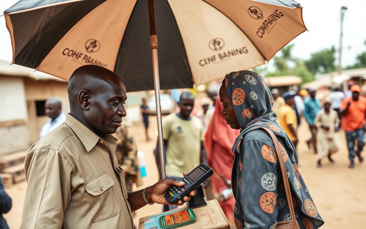 Bompai banking agent helping a customer with a POS device