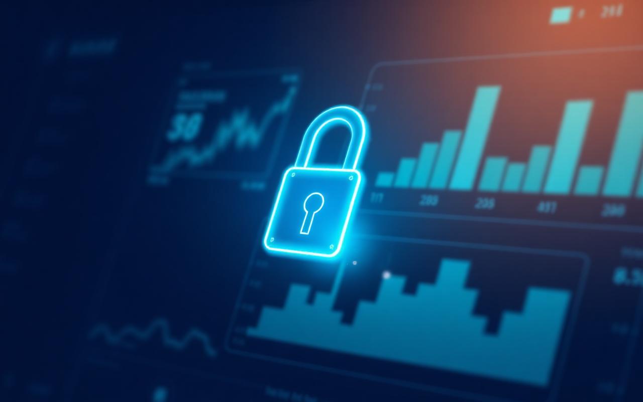 Glowing digital padlock representing online banking security